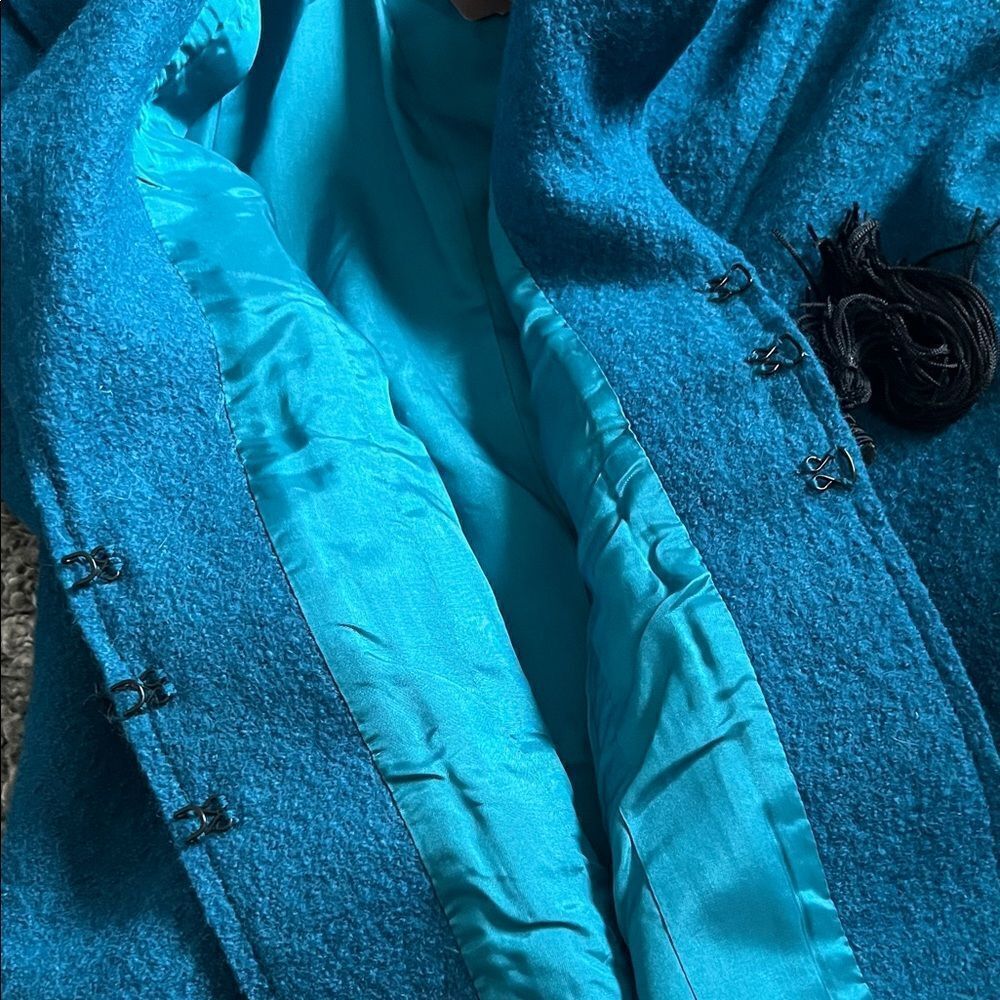 NWT Soft Surroundings Plaza Boiled Wool Coat Jacket Teal In Size S - Picture 10 of 16
